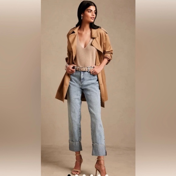 NWT Banana Republic Factory Jeans Cropped Blue Relaxed 29/8 Cuffed Stonewash - Picture 3 of 17